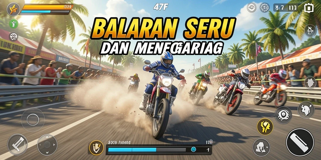Tampilan gameplay balapan intens di 47F.