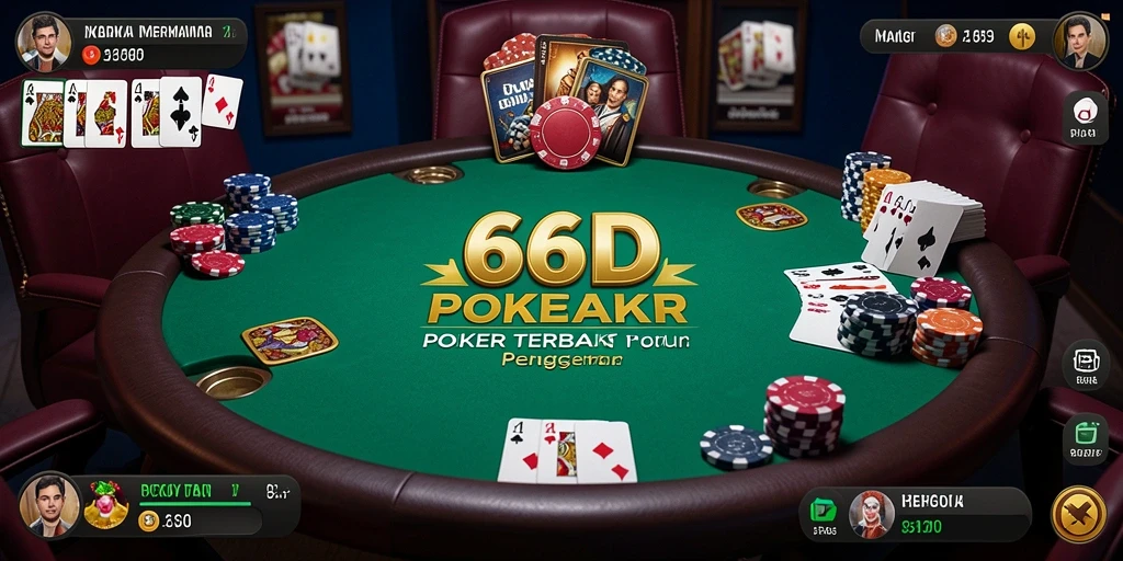 Tampilan layar permainan Poker yang mendebarkan di 66D.