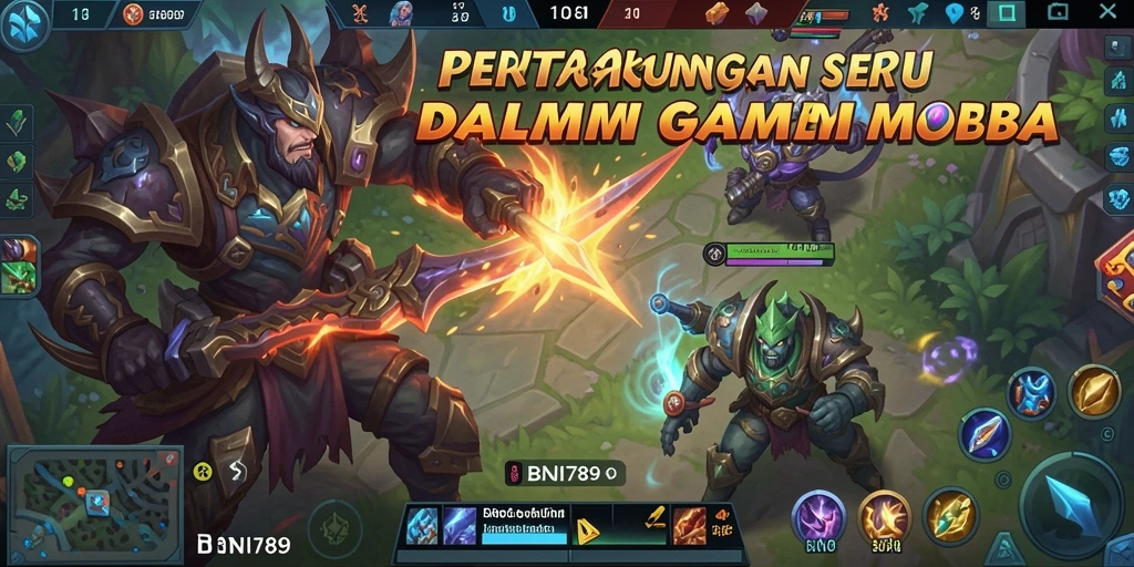 Screenshot BNI789 menampilkan aksi pertarungan yang intens dalam permainan MOBA.