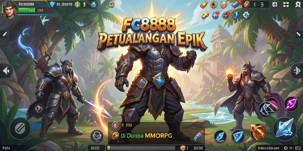 Tampilan gameplay fantastis dari FC888, menghadirkan pengalaman MMORPG yang mendalam.