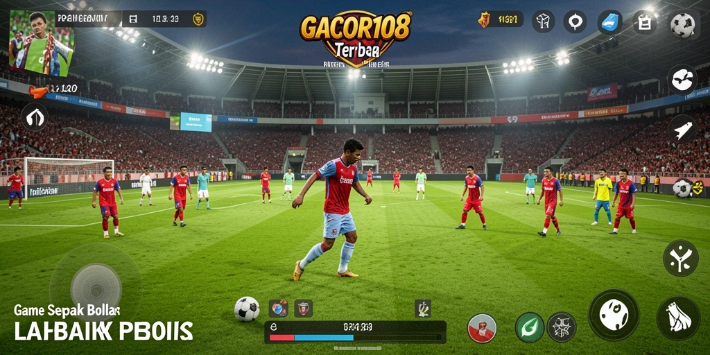 Screenshot GACOR108 menampilkan aksi seru di lapangan sepak bola.