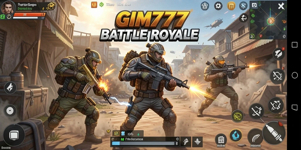 Screenshot GIM777 menampilkan momen epik dalam pertempuran Battle Royale.