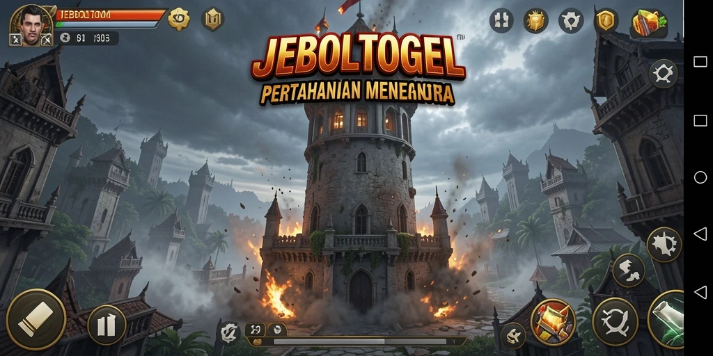 Tampilan gameplay menegangkan dari JEBOLTOGEL saat mempertahankan menara.