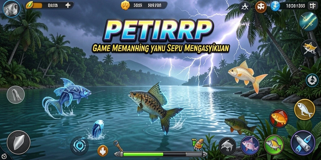 Tampilan gameplay PETIRRP dengan pengalaman memancing yang seru.