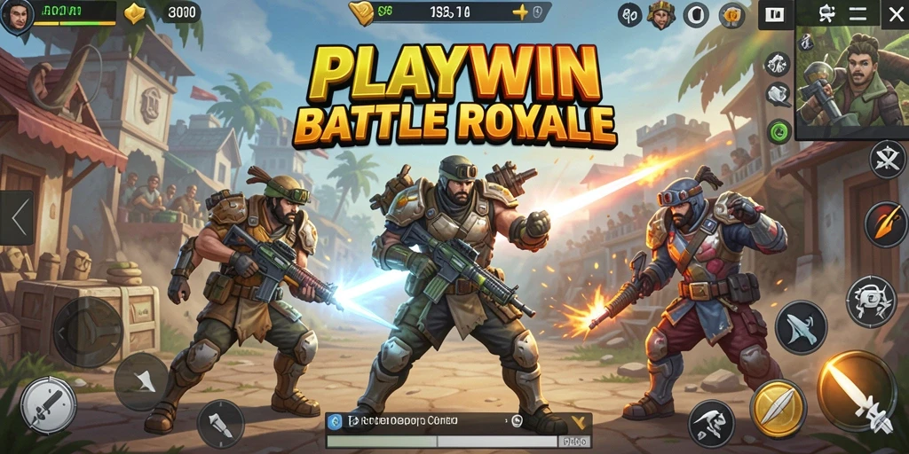 Screenshot dari gameplay seru PLAYWIN dalam pertarungan Battle Royale.