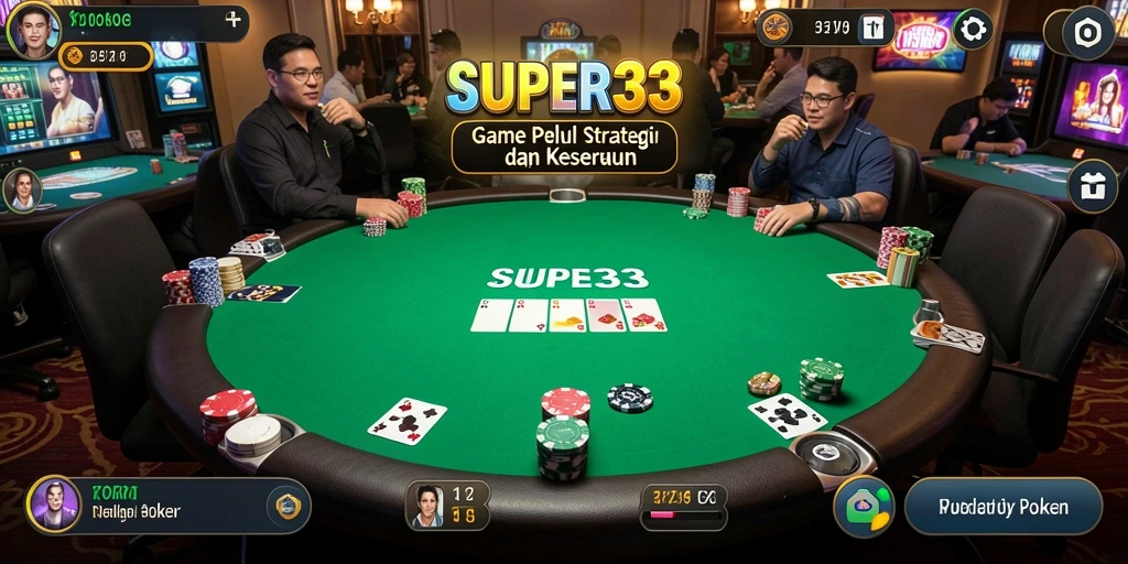 Tampilan screenshot SUPER33 yang menunjukkan keseruan bermain poker.