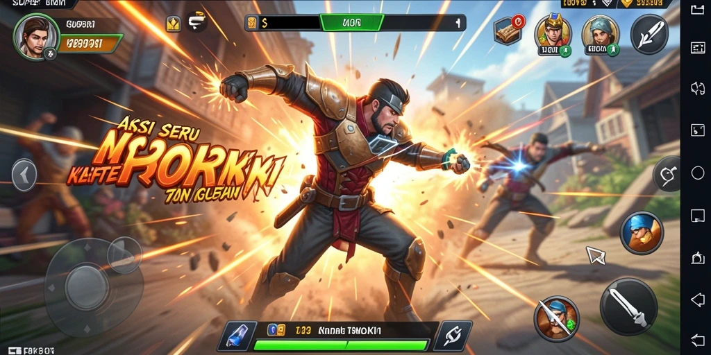 Tampilan gameplay aksi seru di SUPERHOKI dengan pertarungan menarik.