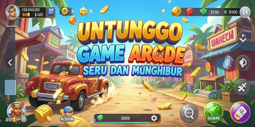 Screenshot utama UNTUNGGO menampilkan aksi seru dalam gameplay Arcade.